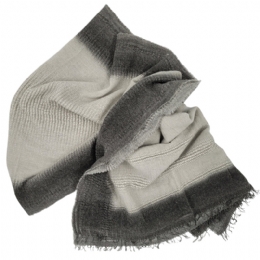 Ombre ice grey and charcoal unisex Italian wide scarf blanket from mixed wool fine quality fabric 