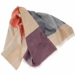Beige, grey, burgundy and orange Italian wide woolen pashmina from fine quality fabric 