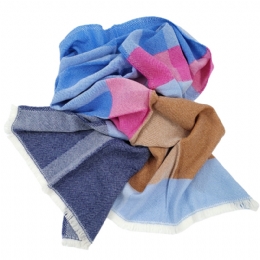 Jeans, camel, fuchsia and light blue Italian wide woolen pashmina from fine quality fabric 