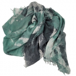 Charcoal, cream and pistachio wide Italian modal scarf Brush dyed
