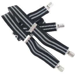Unisex black and white striped suspenders
