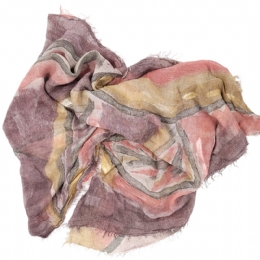 Terracotta and mustard Italian wide scarf with Leaves print from fine quality lyocell