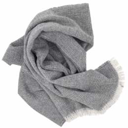 Light grey melange unisex Italian wide scarf from mixed fine quality wool fabric 