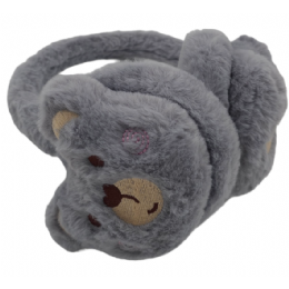 Light grey fluffy Teddy bear earmufs