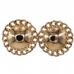 Chain round golden vintage clip earrings 