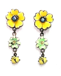 Κρεμαστά floral σκουλαρίκια με πασχαλίτσες από σμάλτο