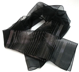 Black Italian scarf with silver lurex stripes