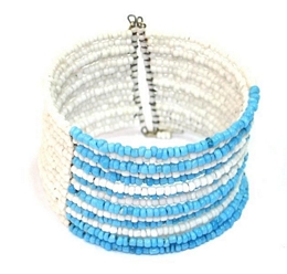 Wide multirow cuff bracelet from small beads