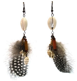 Shell and feather earrings