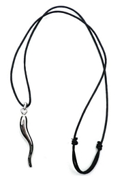 Unisex long strap necklace with S shaped charm