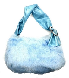 Γαλάζια lapin fur τσάντα με τόκα από στρας