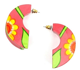 HAND PAINTED WOODEN EARRINGS