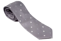 GREY SYNTHETIC TIE WITH WHITE DOTS
