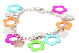 Βραχιόλι αλυσίδα με πολύχρωμα μεταλλικά λουλουδάκια