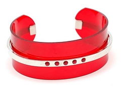 Plexiglass εύκαμπτο βραχιόλι με μεταλλική λεπτομέρεια και στρας