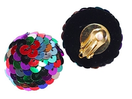 Fancy clip earrings with multicolour sequins