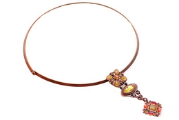 Retro antique copper choker with stones and strass 