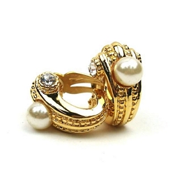 Ρετρό κλιπ σκουλαρίκια με πέρλες και στρας