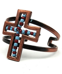 RETRO CROSS CUFF WITH BEADS
