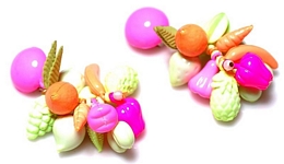 Πολύχρωμα κλιπ σκουλαρίκια με φρούτα