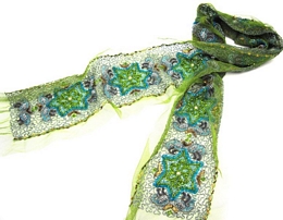 TULLE BELT - SCARF WITH LARGE EMBROIDERY