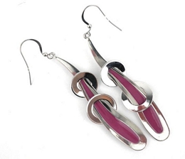 ENAMEL TEAR DROP EARRINGS WITH HOOPS