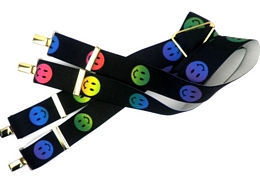 Unisex suspenders with multicoloured smile faces