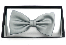 Plain colour light grey polyester bow tie