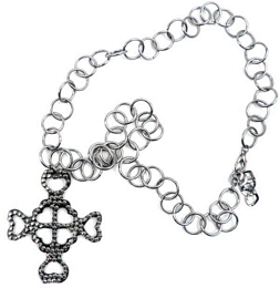 Strass cross on large hoop chain