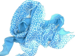 Τιρκουάζ με λευκό πουά Ιταλικό διπλό φουλάρι 