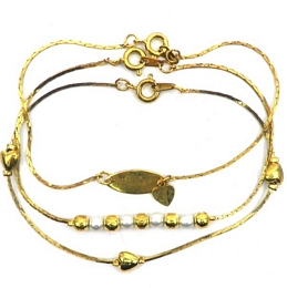 3 Χ χρυσά βραχιόλια με καρδιές και πέρλες