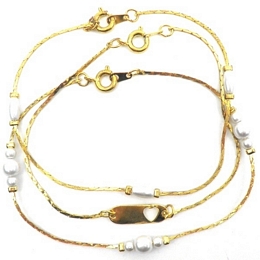 3 Χ βραχιόλια με ταυτότητα καρδιάς και πέρλες