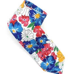 Συνθετική γραβάτα με πολύχρωμα λουλούδια