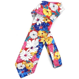 Συνθετική γραβάτα με πολύχρωμα λουλούδια