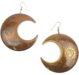 Half moon earrings with sun print