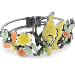 Enamel bracelet with butterfly and strass