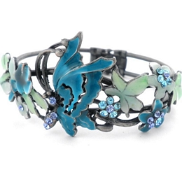 Βραχιόλι με πεταλούδα από σμάλτο και στρας