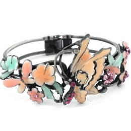 Βραχιόλι με πεταλούδα από σμάλτο και στρας