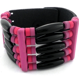 Black five-row leather cuff