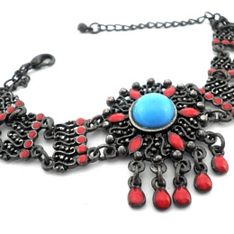 Antique ασημί σκαλιστό βραχιόλι με μεγάλη πέτρα