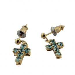 Gold cross earrings with strass