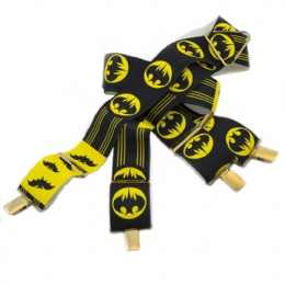 Batman type suspenders with gold clips