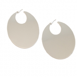 Μεγάλα μεταλλικά ασημί σκουλαρίκια