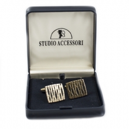 Τετράγωνα χρυσά μανικετόκουμπα με μαύρες σταγόνες