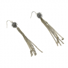 Long antique gold wire earrings