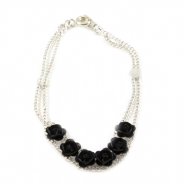 Βραχιόλι με διπλή αλυσίδα και τριαντάφυλλα