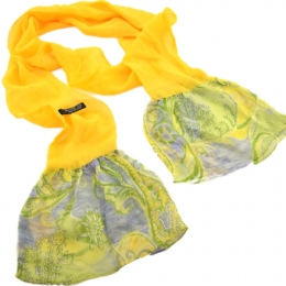 Στενό μεταξωτό Ιταλικό φουλάρι με floral μπορντούρα