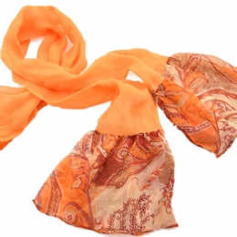 Στενό μεταξωτό Ιταλικό φουλάρι με floral μπορντούρα