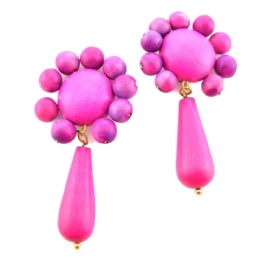 Ξύλινα clip σκουλαρίκια rainbow