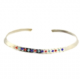 Silver choker with colourful beads